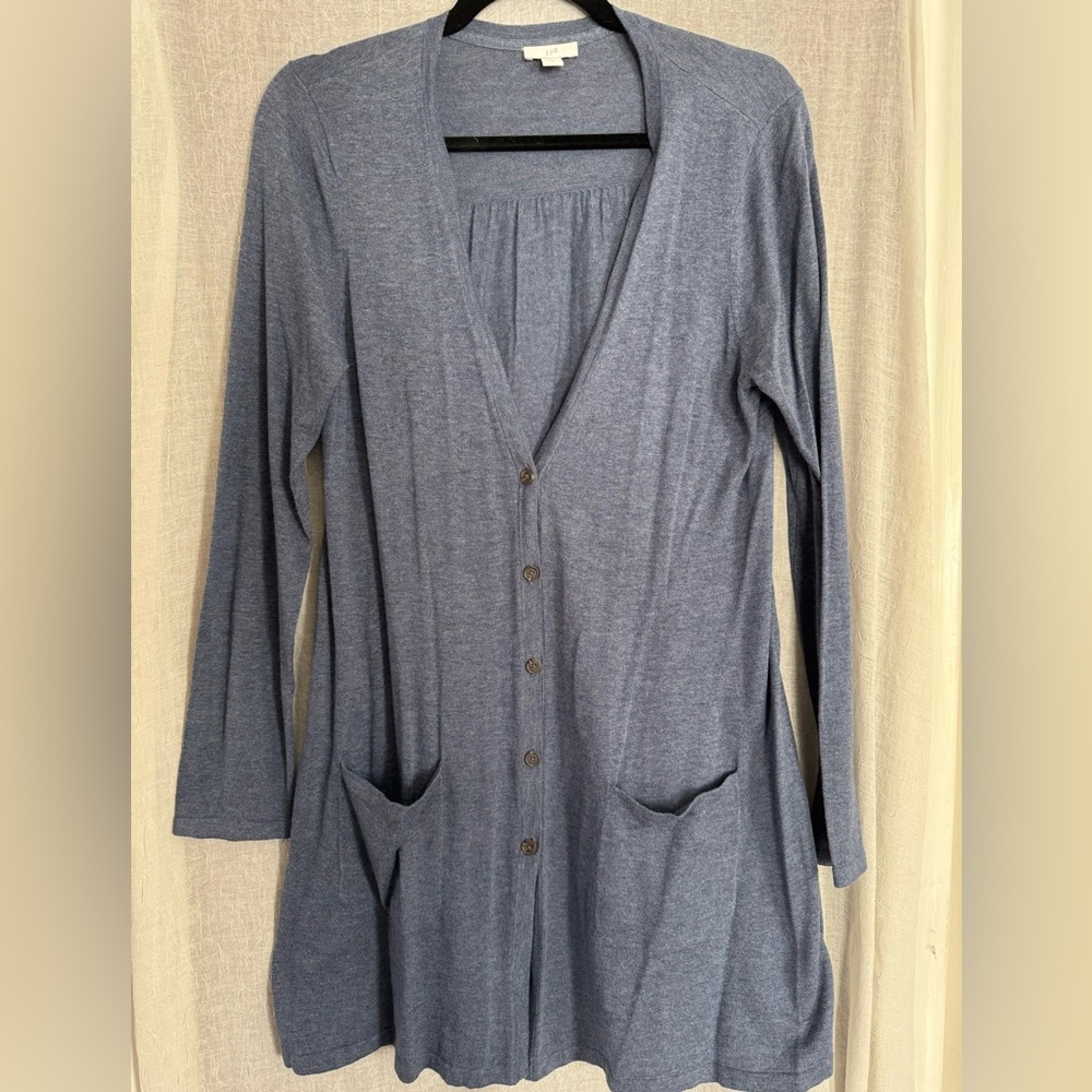 J.Jill Ink Heather Cardigan Cotton Sweater w Pockets Sz S Like new